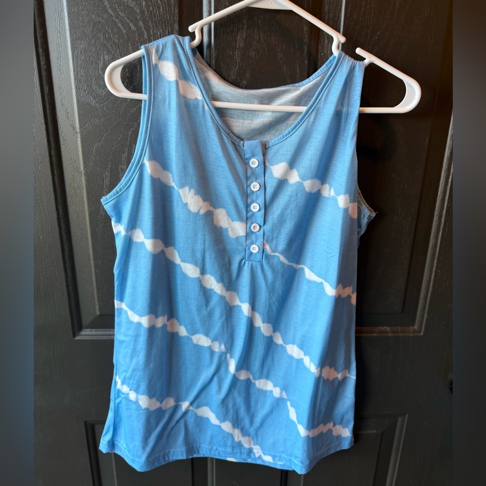 Blue Tie-Dye Sleeveless Top